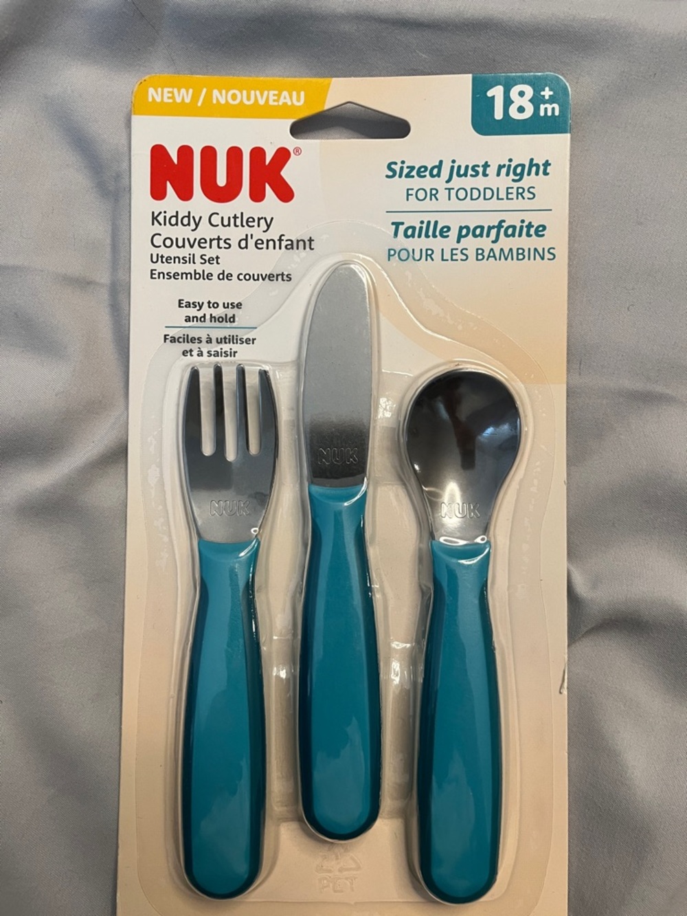 NUK Kids 3-Piece Utensil Set in Teal - Toddler Cutlery